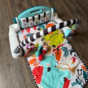 Fisher-Price Grow & Glow Kick & Play Piano Activity Gym Mat Blue